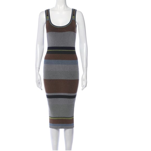 DIANE VON FURSTENBERG Striped Midi Length Dress Size: S - Picture 3 of 6